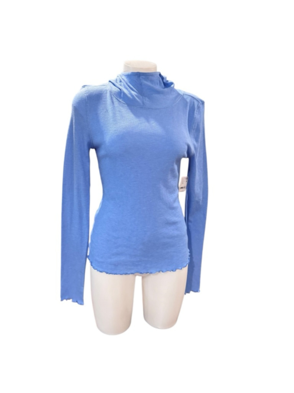 Women's Free People Blue Ribbed Hoodie Sweatshirt Standard L q11